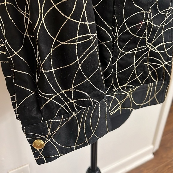 Peter Nygard Embroidered Full Zip Jacket Black Gold Accents, Sz. M/L. - Picture 6 of 9